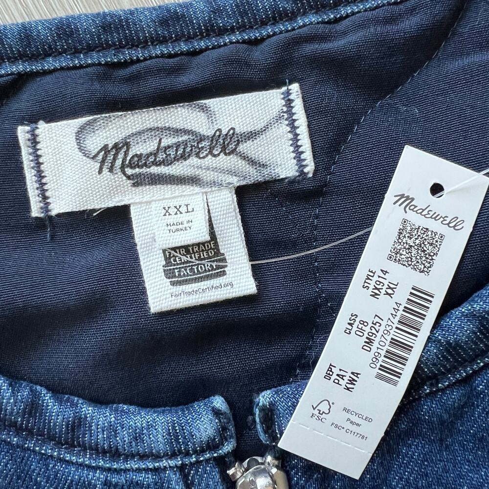 Madewell Quilted Denim Jacket Womens XXL Blue Boxy Fit - Picture 3 of 11